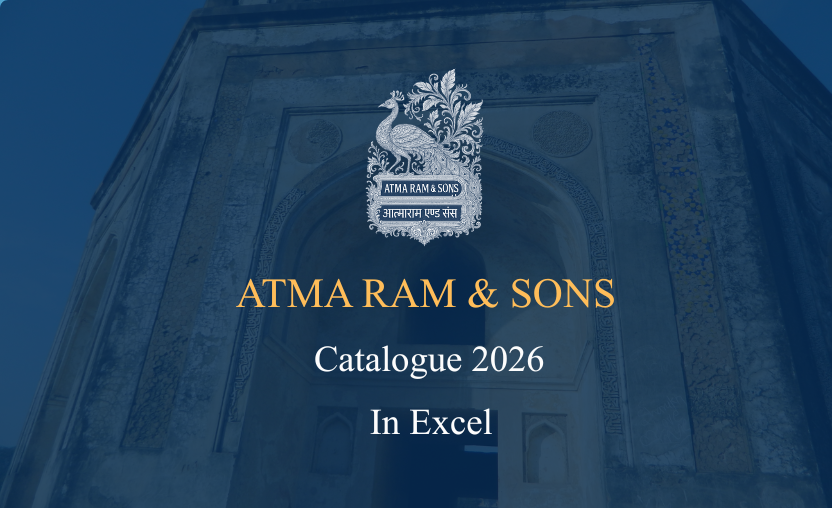Cover of Atma Ram & Sons Catalogue 2026 with a monument in the background
